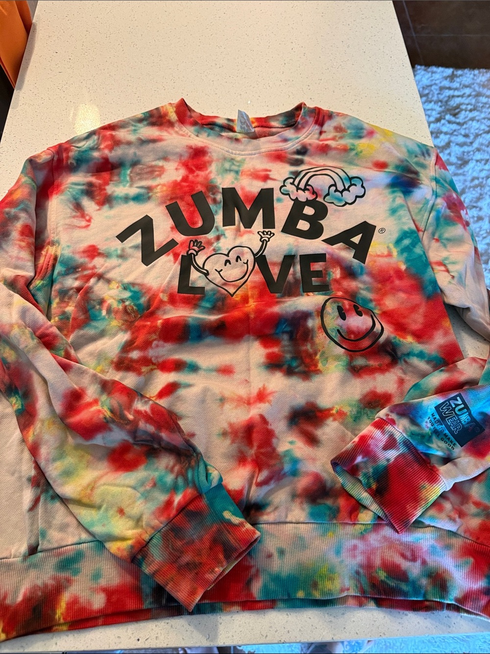 Zumba Fitness Tie-Dye Sweatshirt - Red, Blue & Yellow